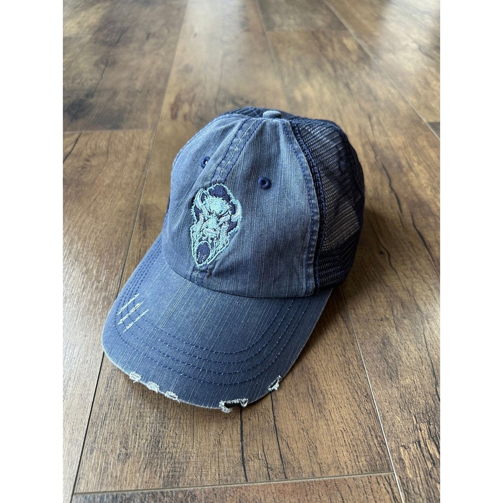 Trucker Hat Mens One Size Distressed Blue Buffalo Embroidered Mesh Cap